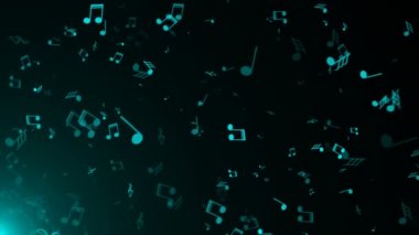 Fazla uçan müzik nota, 3d render ile arka plan resmi