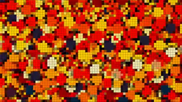 Mosaico con muchas pequeñas piezas cuadradas coloridas, fondo generado por computadora, representación 3D — Vídeos de Stock