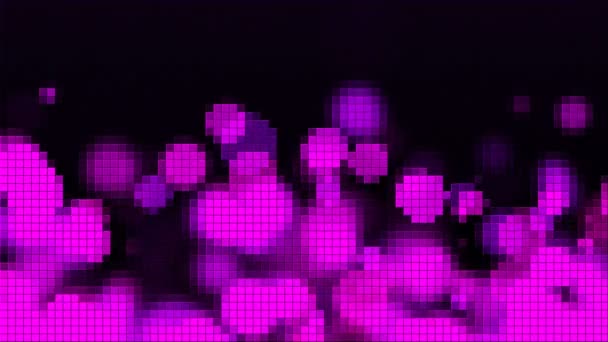 Mosaïque avec bulles montantes violettes et pièces carrées, arrière-plan généré par ordinateur, rendu 3D — Video