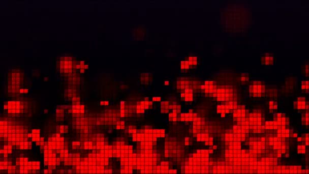 Mosaico con burbujas crecientes rojas y piezas cuadradas, fondo generado por computadora, representación 3D — Vídeos de Stock