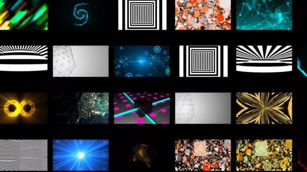 Mnoho různých světlých abstraktní tapety v černém prostoru, 3d vykreslování