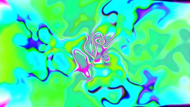 Vloeibare psychedelische marmering, heldere abstract 3d computer gegenereerde achtergrond, kleurrijke palet mesh — Stockvideo