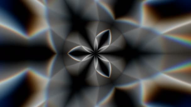 Αφηρημένη συμμετρία καλειδοσκόπιο με χρωματικές αλλοιώσεις, 3d καθιστούν σκηνικό, δημιουργώντας υπολογιστή — Αρχείο Βίντεο
