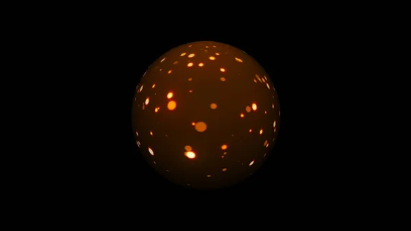 Σφαίρα με χρυσό λαμπερά αστέρια σε μαύρο, εορταστική 3d rendering σκηνικό — Φωτογραφία Αρχείου