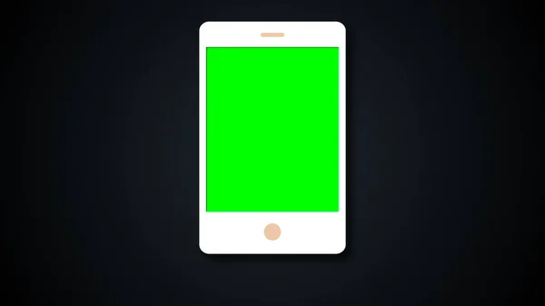 Ecran alb telefon plat cu cheie croma, design smartphone modern, fundal de redare 3D . — Fotografie, imagine de stoc