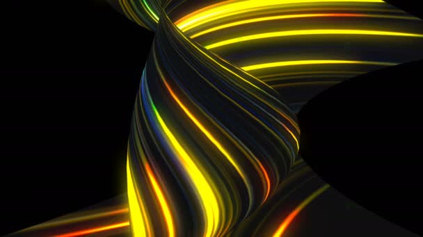 Many twisting glow lines, abstract computer generated backdrop, 3D render — Stock Video