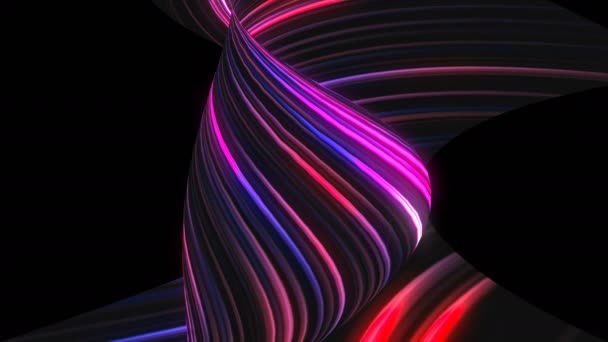 Many twisting glow lines, abstract computer generated backdrop, 3D render — Stock Video