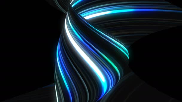 Many twisting glow lines, abstract computer generated backdrop, 3D render — Stock Video