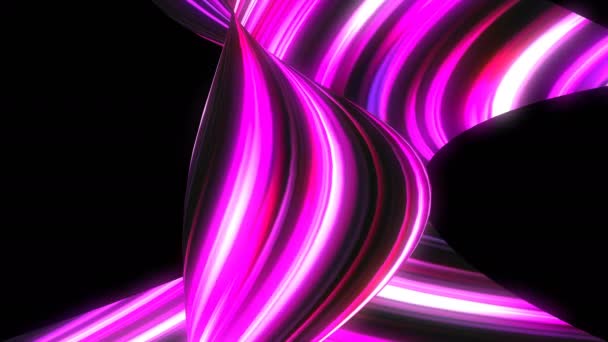 Many twisting glow lines, abstract computer generated backdrop, 3D render — Stock Video