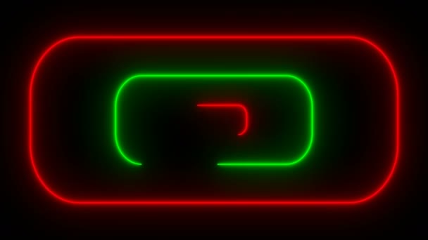Many neon rounded rectangles in black space, abstract computer generated backdrop, 3D render — Stock Video