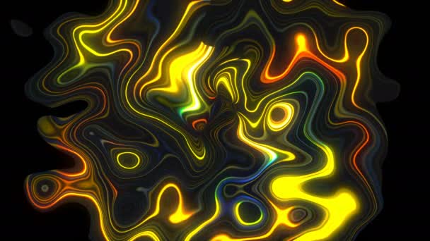 Abstract colorful background with visual wave oil blot on black, 3d render computer generating — Stock Video