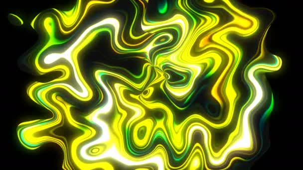 Абстрактный красочный фон с визуальной волной масляной пятно на черном, 3D рендеринг компьютера генерации — стоковое видео