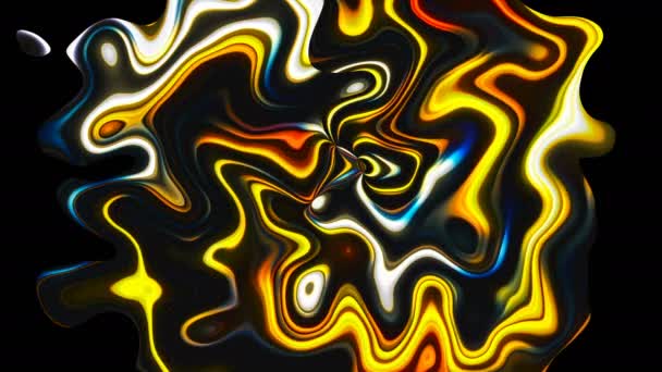 Абстрактный красочный фон с визуальной волной масляной пятно на черном, 3D рендеринг компьютера генерации — стоковое видео