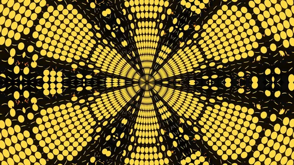Sfondo astratto con file di molte monete gialle che girano, sfondo di rendering 3d, generazione di computer — Foto Stock