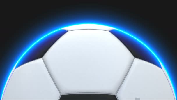 Realistic soccer ball with illumiantion on black, element for design, 3d rendering — Stock Video