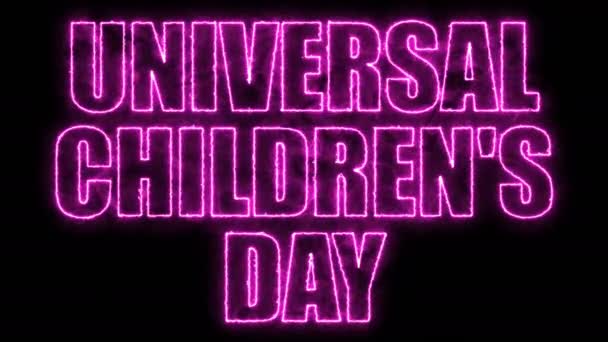 Universal children day text, 3d rendering backdrop, computer generating, can be used for holidays festive design — Stock Video