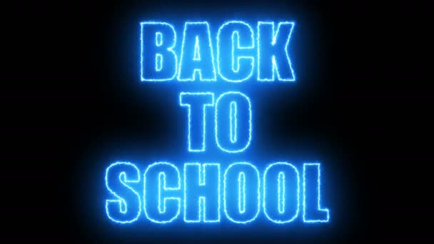 Burning Back to school text on black, 3d render background, computer generation — Vídeos de Stock