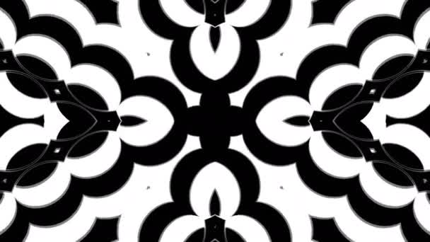 Caleidoscopio blanco y negro de simetría abstracta, fondo de renderizado 3d, generación de computadoras — Vídeos de Stock