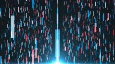 Dijital digfferent backlines siyah uzayda - modern soyutlama, bilgisayar arka plan, 3d render oluşturulan.