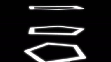 Soyut neon çokgenler siyah uzayda, 3d render zemin, bilgisayar üreten