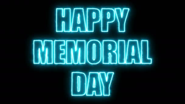 Brandende brieven van Happy memorial day tekst op zwart, 3d render achtergrond, computer genereren voor vakantie feestelijk design — Stockvideo