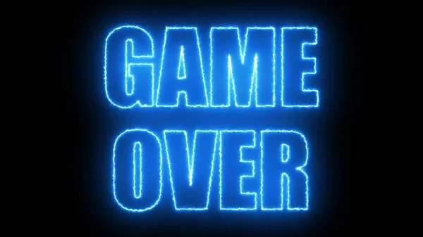 Burning letters of Game over text on black, 3d render background, computer generating for gaming — Stok Foto
