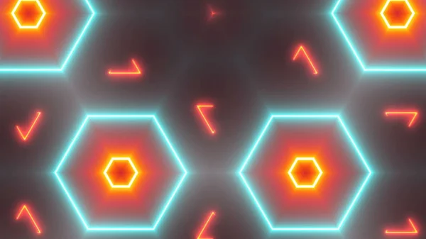Vele neon verlichting lijnen op een zwarte, gegenereerde abstracte computer achtergrond, 3d render — Stockfoto