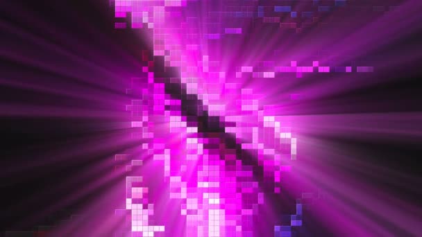 Блискуча яскрава мозаїка з багатьма маленькими кольоровими квадратними шматочками, створений комп'ютером абстрактний фон, 3D рендеринг — стокове відео