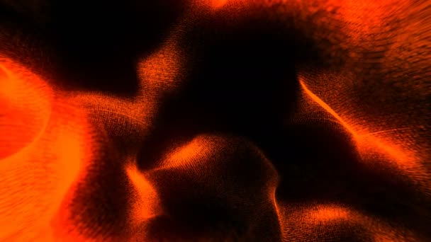 Partículas iluminadas desenfocadas de tela arrugada, fondo 3d, renderizado por computadora — Vídeo de stock