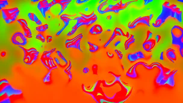 Psychedelisch gefärbte, helle abstrakte 3D-Computer-Rendering-Kulisse, bunte Palette Mesh-Hintergrund — Stockvideo