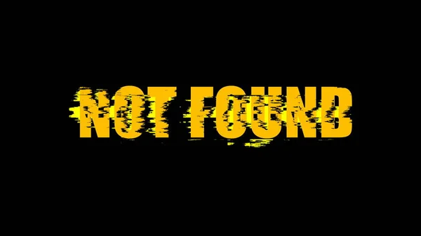 Letters of Not found text with noise on black, 3d render background, computer generating for gaming — Stock Photo, Image