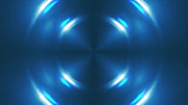 计算机生成的闪烁蓝光的分形蓝色万花筒背景，3D渲染 — 图库视频影像