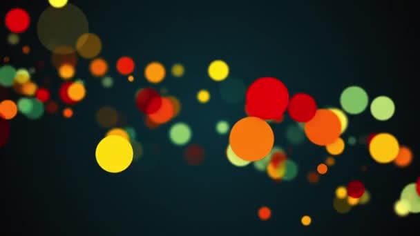 Abstrakter Hintergrund mit farbenfrohen transparenten Kreisen, Kugeln und Teilchen. Computergeneriertes 3D-Rendering — Stockvideo