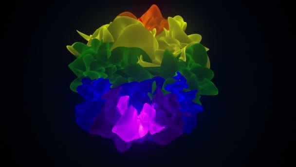 Oggetto multicolore informe con bordi strappati. Computer generato uno sfondo moderno, rendering 3D — Video Stock