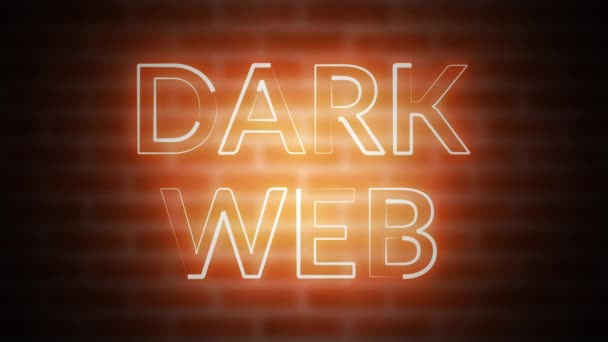 3D-Rendering von Glanztext Dark Web vor dem Hintergrund von Backstein, computergeneriert — Stockvideo