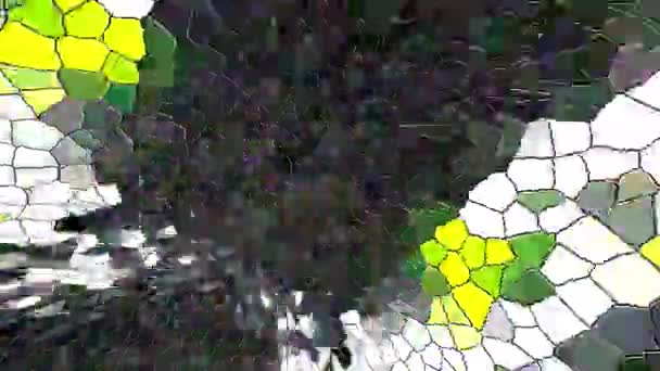 Fond de mosaïque généré par ordinateur. rendu 3D d'un espace clos avec des murs de mosaïque multicolores — Video