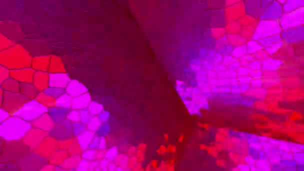Комп'ютер створив мозаїчний фон. 3D візуалізація закритого простору з різнокольоровими мозаїчними стінами — стокове відео