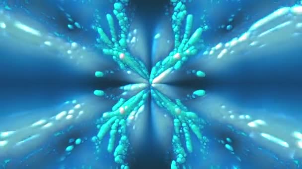 Computer generated abstract background kaleidoscope of blue merging glossy bubbles. 3d rendering — Stock Video