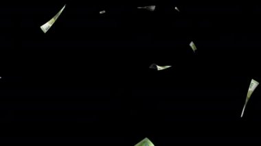 Yukarıdan bir sürü euro düşüyor, üç boyutlu olarak. Para yağmuru etkisiyle bilgisayar tarafından oluşturuldu. İş başarısı