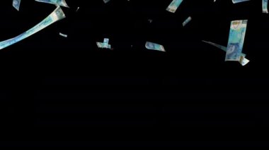 Üstten bir sürü sterlin düşüyor, üç boyutlu. Para yağmuru etkisiyle bilgisayar tarafından oluşturuldu. İş başarısı