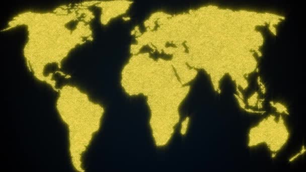 Карта мира из сияющих частиц. 3D рендеринг цифровой планеты Земля. Созданный компьютером абстрактный фон — стоковое видео