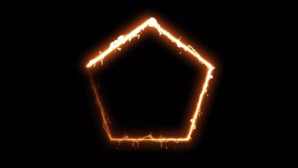 コンピュータは黒い背景に火災多角形を生成した。抽象的な火の円の3Dレンダリング — ストック動画