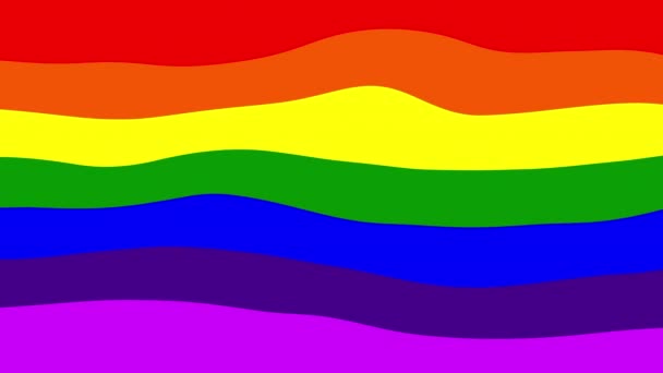 Fondo ondulado a rayas del arco iris. Bandera del movimiento LGBT. Representación en 3D del símbolo de las minorías sexuales — Vídeo de stock