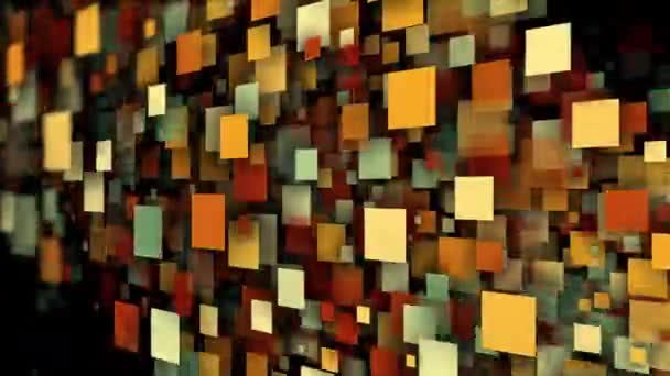 Αφηρημένο φόντο στο διαδίκτυο με πολύχρωμα διαφανή τετράγωνα και σωματίδια. 3d απόδοση υπολογιστή — Αρχείο Βίντεο