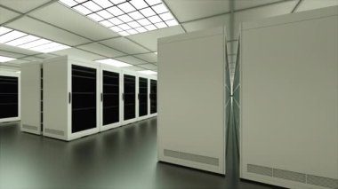 Büyük sunucu odası İç datacenter, web ağ ve Internet telekomünikasyon teknolojisi, veri depolama ve bulut hizmet anlayışı, 3d render
