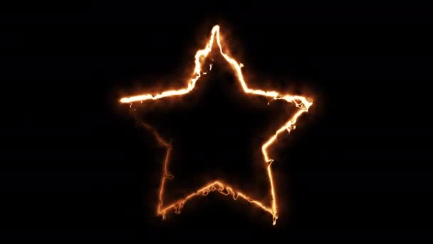 Dator genererade brand stjärna på svart bakgrund. 3d återgivning av abstrakt eldcirkel — Stockvideo