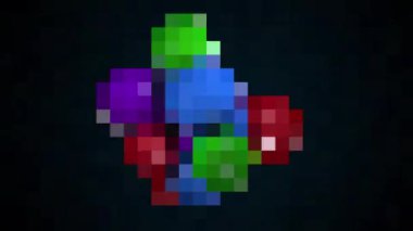 Renkli yanıp sönen bloklar. Bilgisayar 8bit etki yarattı. 3d renklendirilmiş arkaplan