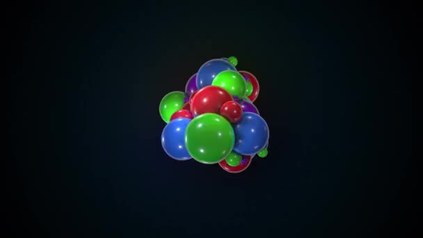 Veel kleurrijke chaotische sferen. Computer gegenereerde abstracte vorm van grote en kleine ballen. 3d rendering achtergrond — Stockvideo