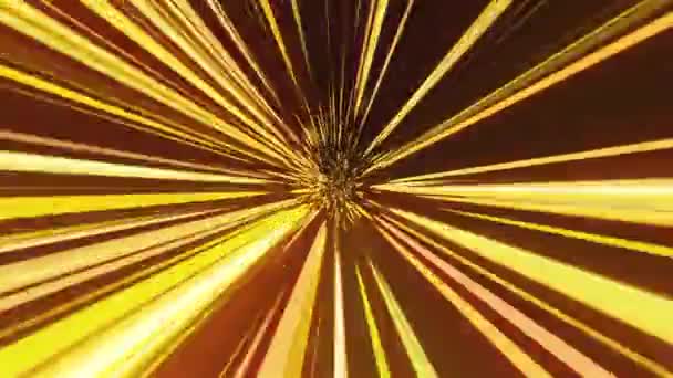 Комп'ютер створив абстрактний фон з багатьох золотих променів і частинок, 3D рендеринга — стокове відео