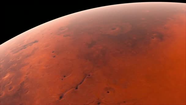 Voando sobre a superfície do planeta Marte, gerado por computador. 3d renderização de fundo cósmico realista. Elementos desta imagem são apresentados pela NASA — Vídeo de Stock
